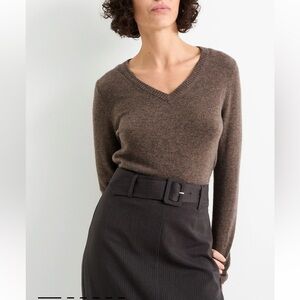 Alex Marie Women’s V Neck Cashmere Sweater in Mocha Brown luxury